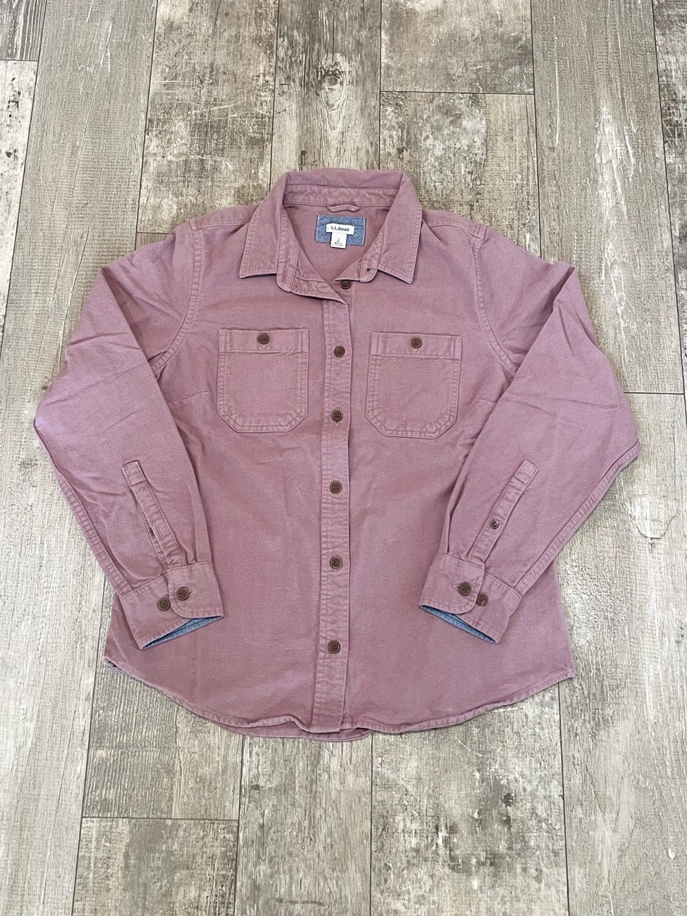 L.L.BEAN Vintage Chamois Heavyweight Button-Up Shirt Womens Small Washed Orchid